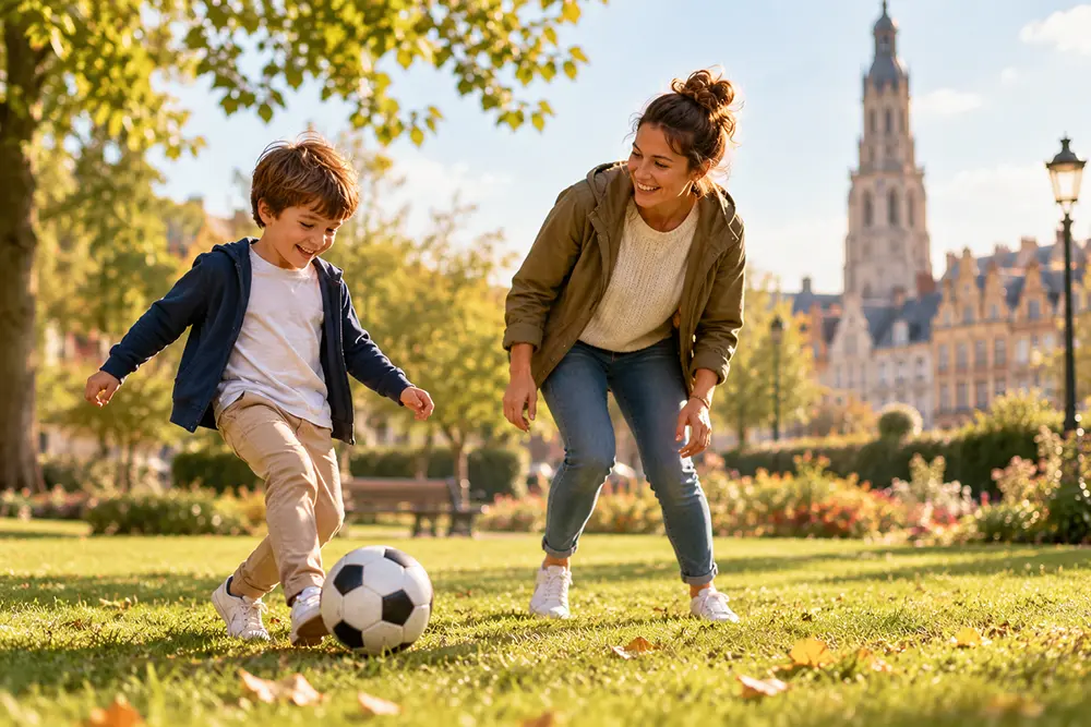 Activités périscolaires nounou : la garde active selon IZIMÔME 2 jeux ballon parc arras